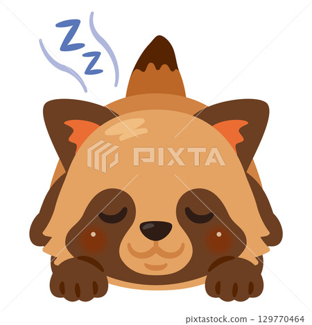 浣熊趴著睡覺的插圖 129770464