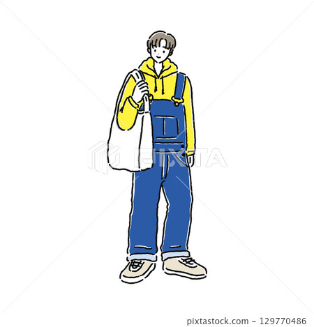 person wearing overalls 129770486