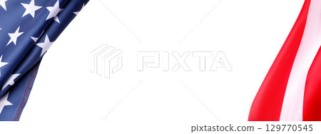 Flags show vibrant colors of national pride, isolated on white, PNG 129770545