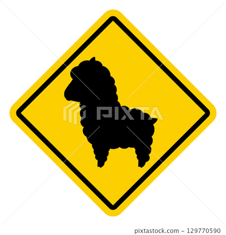 羊駝警告標誌圖 羊駝警告標誌圖 129770590