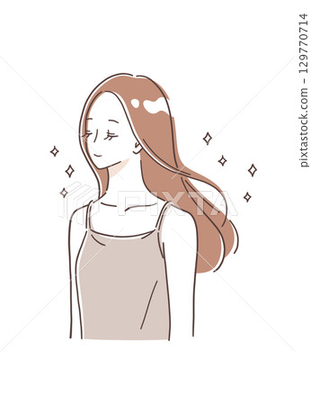 一位美麗的長髮女子的插圖素材 129770714