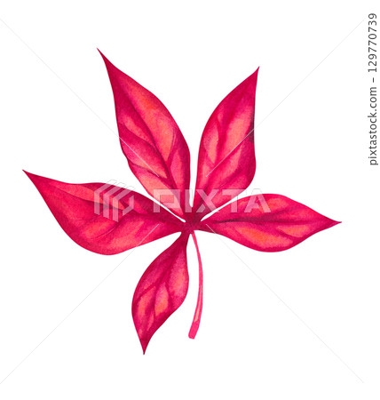 watercolor autumn illustrations with pumpkins and leaves 129770739