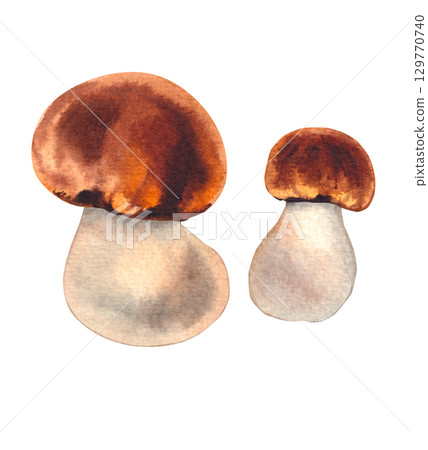 watercolor autumn illustrations with pumpkins and leaves watercolor autumn illustrations with pumpkins and leaves 129770740