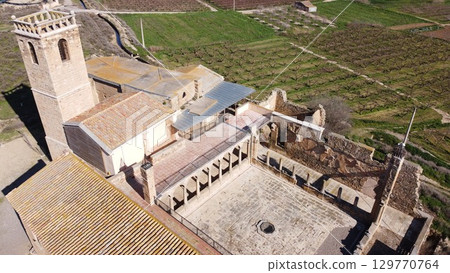 Aerial view of the monastery of Our Lady of Angels. Catalonia. Aerial view of the monastery of Our Lady of Angels. Catalonia. 129770764