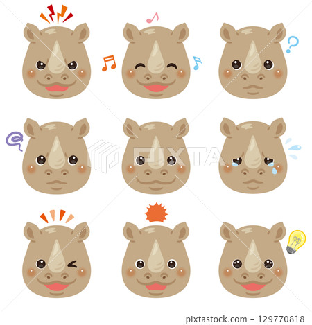 犀牛插圖集 - 僅面部表情 犀牛插圖集 - 僅面部表情 129770818