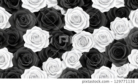[AI Image] A field of black and white roses 129771138