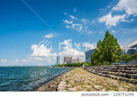 Summer scenery along the shores of Lake Biwa, Otsu City Summer scenery along the shores of Lake Biwa, Otsu City 129771249