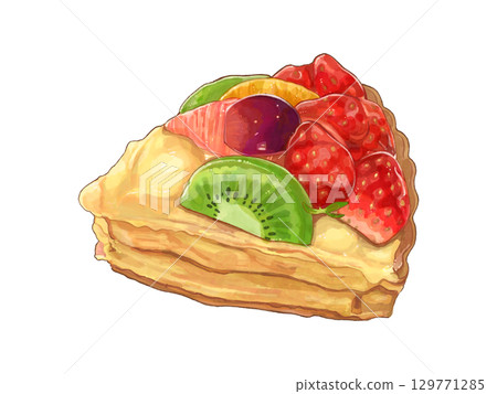 水果塔上面放滿了水果 129771285