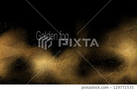 Isolated mosaic, golden fog on black background 129771535