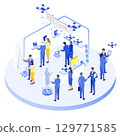 Futuristic technology exhibition isometric illustration 129771585