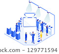 Futuristic presentation booth isometric illustration 129771594