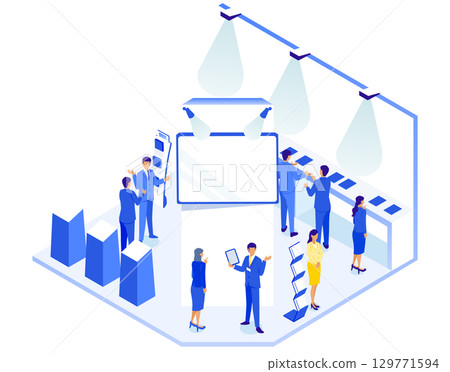 未來主義演示展位等距圖示 129771594