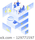 Futuristic business meeting isometric illustration 129771597