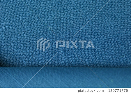 blue green hemp viscose natural fabric cloth color, sackcloth rough texture of textile fashion 129771776