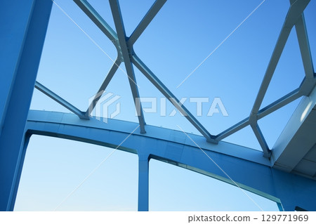 The beginning of today - Maruko Bridge (downstream of Tama River) in summer with morning light shining in 129771969