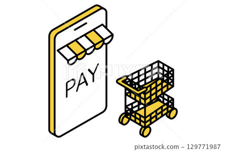 網上商店和購物車金融科技圖標 129771987