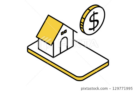 用於在智慧型手機上管理家庭財務的金融科技圖標 129771995