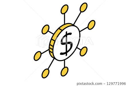 區塊鏈和美元符號金融科技圖標 129771996