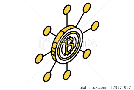 區塊鏈和比特幣金融科技圖標 區塊鏈和比特幣金融科技圖標 129771997