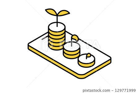 金融科技偶像,其形像是透過智慧型手機和定期投資增加資產 金融科技偶像,其形像是透過智慧型手機和定期投資增加資產 129771999