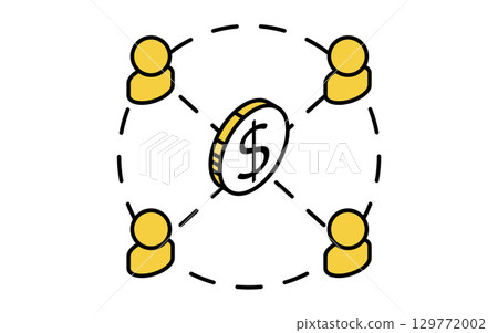 Fintech icon for fundraising through crowdfunding 129772002