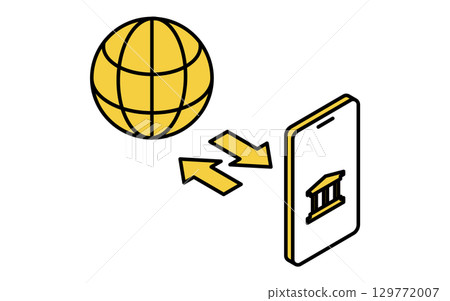 Fintech icon for accessing online banking via smartphone app 129772007