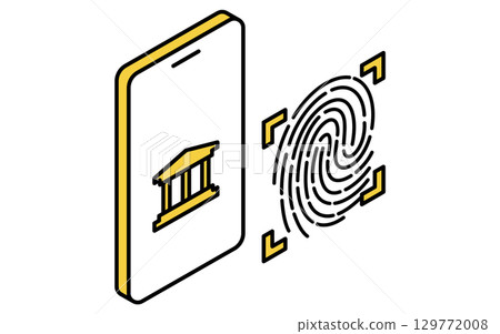 Fintech icon for accessing online banking via fingerprint authentication Fintech icon for accessing online banking via fingerprint authentication 129772008