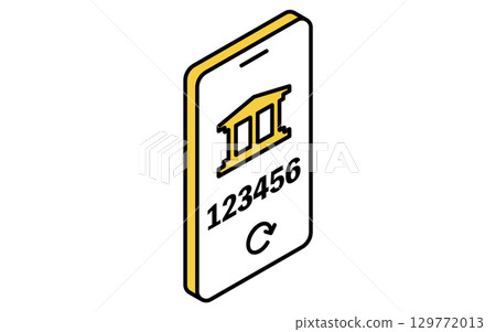 Fintech icon of two-factor authentication app on smartphone 129772013