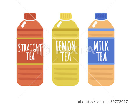 紅茶（直茶、牛奶茶、檸檬茶）塑膠瓶插圖集 129772017