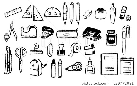 手繪文具插圖集 129772081