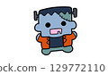 Cute Frankenstein Halloween costume illustration 129772110