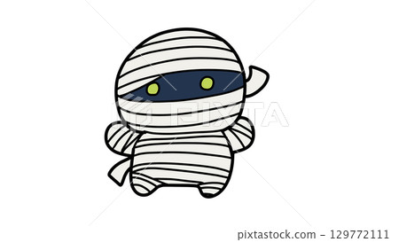 Cute Halloween mummy costume illustration Cute Halloween mummy costume illustration 129772111