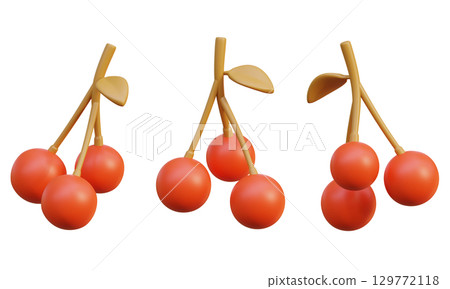 Cartoon Style Red fruit 3D Graphic Cartoon Style Red fruit 3D Graphic 129772118