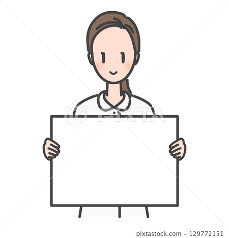 Medical professionals (nurses and dental hygienists) holding whiteboards 129772151