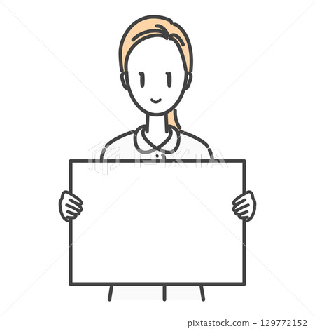 A medical worker in a white coat holding a whiteboard (limited palette business illustration) A medical worker in a white coat holding a whiteboard (limited palette business illustration) 129772152