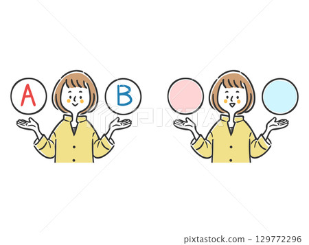 A and B options woman upper body vector A and B options woman upper body vector 129772296
