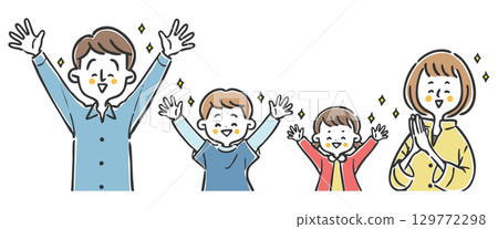 Happy family two generations upper body vector Happy family two generations upper body vector 129772298