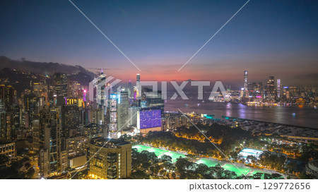 Aug 8 2025 Victoria Harbour shimmering in twilight soft glow Aug 8 2025 Victoria Harbour shimmering in twilight soft glow 129772656