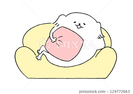 A dog relaxing on the sofa A dog relaxing on the sofa 129772663