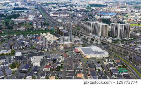 Aerial drone photography of residential areas 129772774