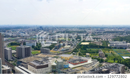 Drone aerial view of modern city Drone aerial view of modern city 129772802
