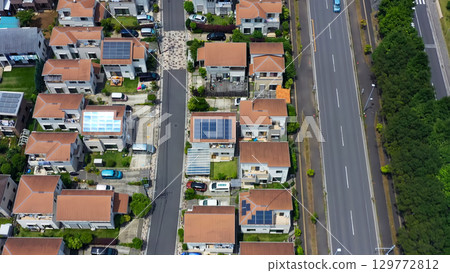 Drone aerial photography of residential areas 129772812