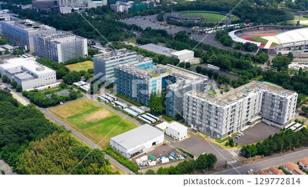 Drone aerial view of modern city 129772814