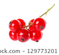 Red currant isolated on white background. Redcurrant or Ribes rubrum ripe berries. 129773201