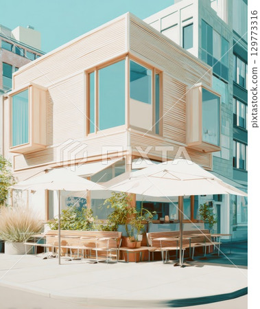 時尚咖啡館的外觀 129773316