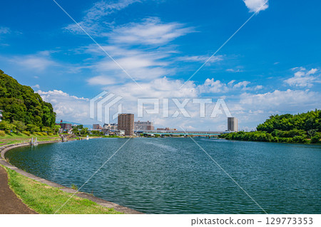 Summer scenery of the Seta River, Otsu City, Shiga Prefecture Summer scenery of the Seta River, Otsu City, Shiga Prefecture 129773353