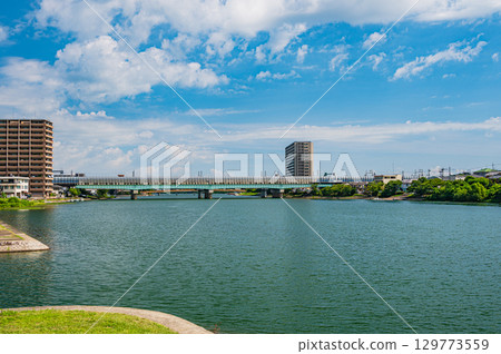 Summer scenery of the Seta River, Otsu City, Shiga Prefecture 129773559