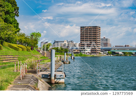 Summer scenery of the Seta River, Otsu City, Shiga Prefecture 129773569