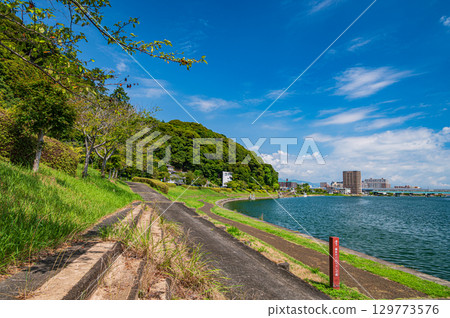 Summer scenery of the Seta River, Otsu City, Shiga Prefecture 129773576