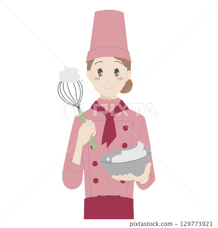 手繪風格女糕點師 129773921